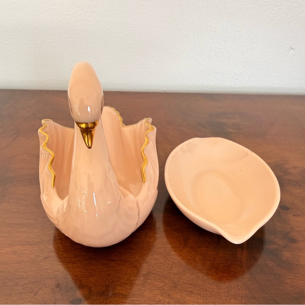 Vintage Lenox Swan Dish Set Blush Pink Gold Trim Trinket Dish Made in USA 🦢